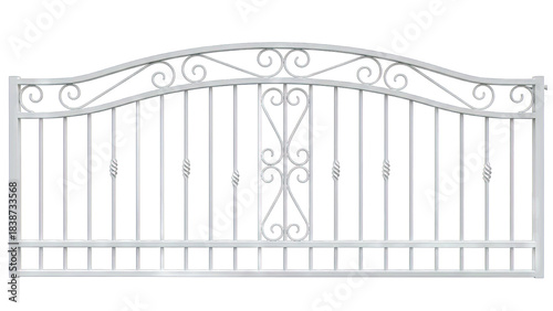 White Wrought Iron Gate Isolated on White