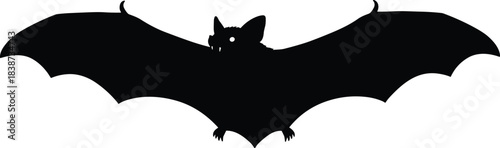 Bat Silhouette Illustration Featuring Spread Wings, Pointed Ears, and Nocturnal Style for Halloween, Gothic, and Wildlife Design Use