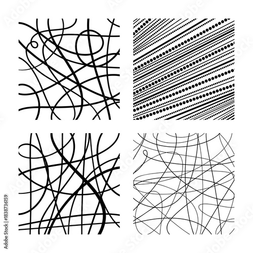 Modern Abstract Chaotic Lines and Geometric Dots Texture Background Collection