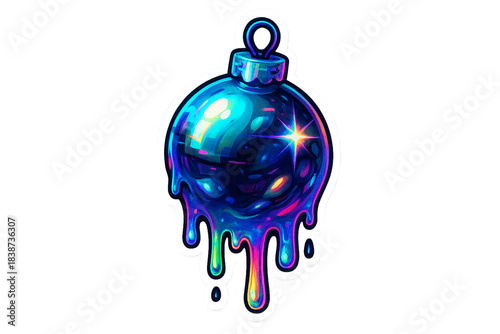 Festive Ornament: A captivating, vividly colored ornament, perfect for the holiday season, exuding joy and festivity, rendered with artistic flair, ideal for decorations.