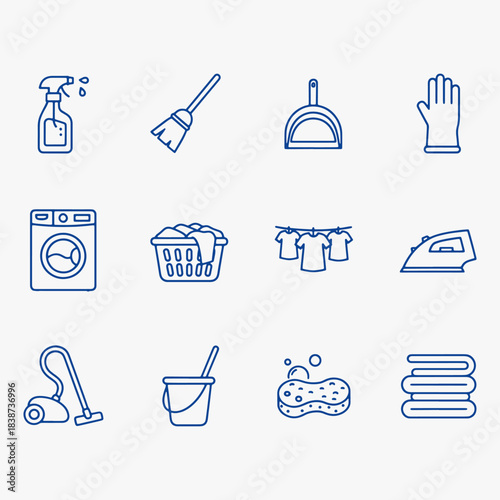 A set of cleaning and laundry icons design.