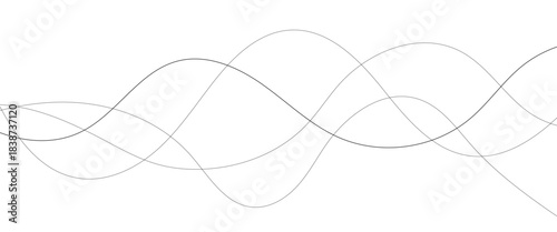 Technology abstract lines on white background. Undulate Grey Wave Swirl, frequency sound wave, twisted curve lines with blend effect