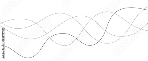 Technology abstract lines on white background. Undulate Grey Wave Swirl, frequency sound wave, twisted curve lines with blend effect
