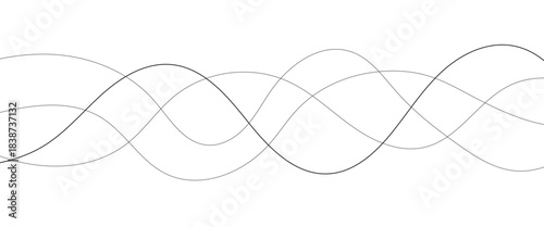 Technology abstract lines on white background. Undulate Grey Wave Swirl, frequency sound wave, twisted curve lines with blend effect