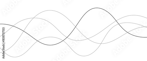 Abstract wavy black and white curved lines.