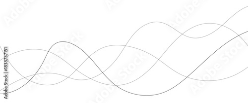 Curve wave seamless pattern. Thin line wavy abstract vector background. Curve wave seamless pattern. Line art striped graphic template. Vector illustration in white background 