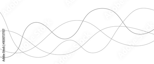 Curve wave seamless pattern. Thin line wavy abstract vector background. Curve wave seamless pattern. Line art striped graphic template. Vector illustration in white background 