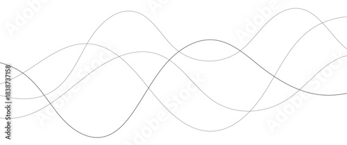 Abstract black lines wave curve motion on white background. Thin wavy line abstract background wave line horizontal divider outline minimalist background.