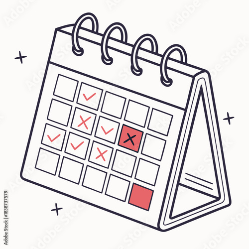 Desk calendar illustration with highlighted dates for scheduling tasks
