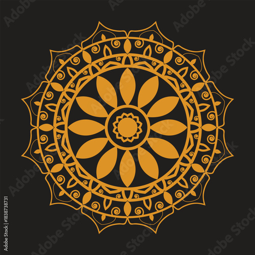 Golden Mandala Intricate Floral Design