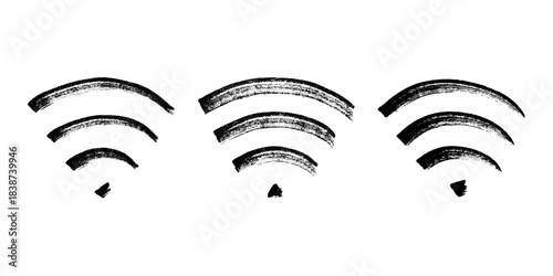 Set of hand drawn free wifi spot zone sign Public wi-fi area sign Wireless internet clipart in doodle style Single element for print, web, design, decor 3G, 4G, 5G, 6G, IoT