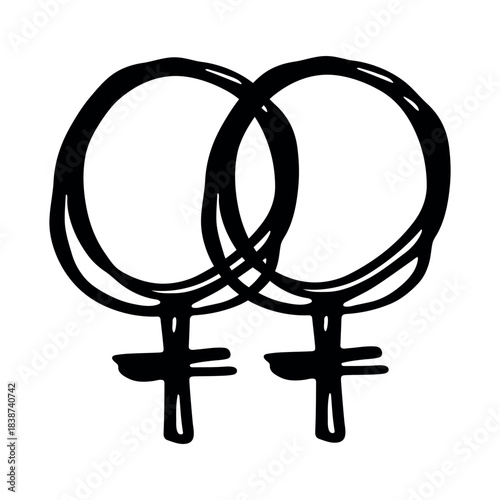 Hand drawn lesbian identity sign Symbol used to represent sex and gender