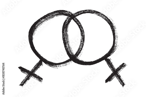 Hand drawn lesbian identity sign Symbol used to represent sex and gender