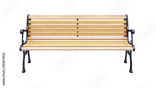 Wooden Bench Isolated on White Background