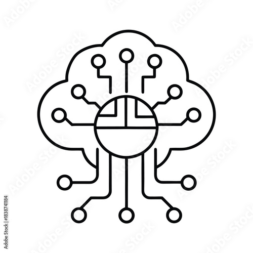 Artificial intelligence icon featuring a robotic head silhouette