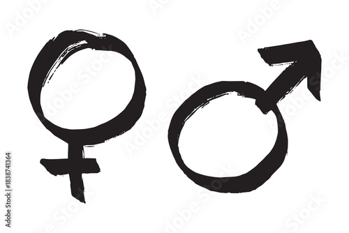 Hand drawn female and male gender identity sign Symbol used to represent sex and gender Single element for print, web, design, decor