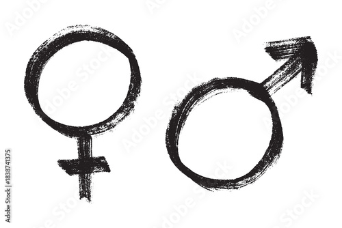 Hand drawn female and male gender identity sign Symbol used to represent sex and gender Single element for print, web, design, decor