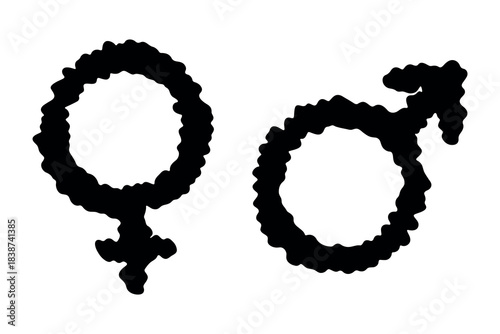 Hand drawn female and male gender identity sign Symbol used to represent sex and gender Single element for print, web, design, decor
