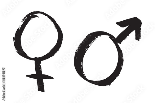 Hand drawn female and male gender identity sign Symbol used to represent sex and gender Single element for print, web, design, decor