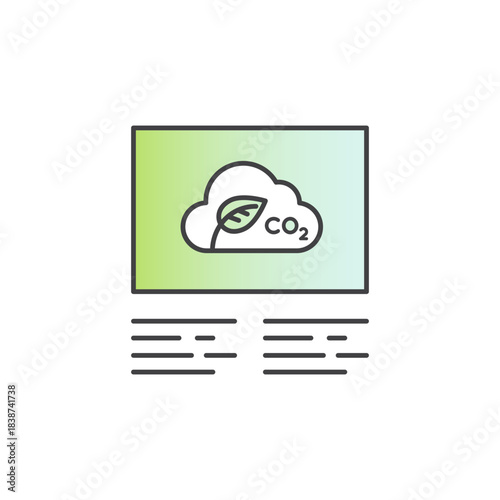 Minimalistic CO2 emissions vector icon set. Carbon footprint report, GHG monitoring, ESG data, liability metrics, regulatory compliance, sustainability, climate impact. Corporate emissions tools