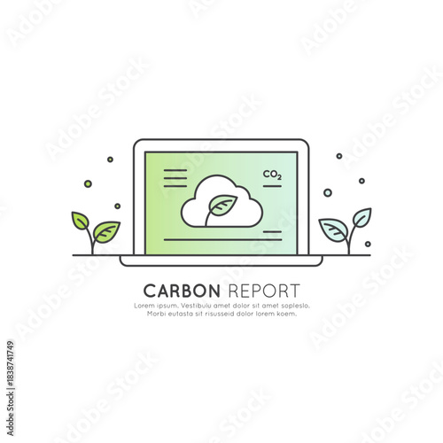 Minimalistic CO2 emissions vector icon set. Carbon footprint report, GHG monitoring, ESG data, liability metrics, regulatory compliance, sustainability, climate impact. Corporate emissions tools