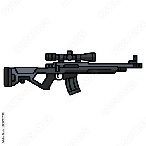 assault rifle isolated on white