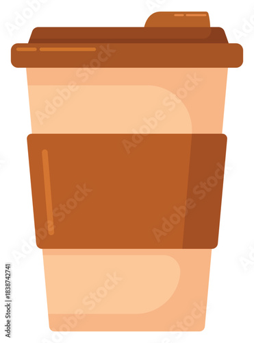 Paper cup flat icon isolated on white background.