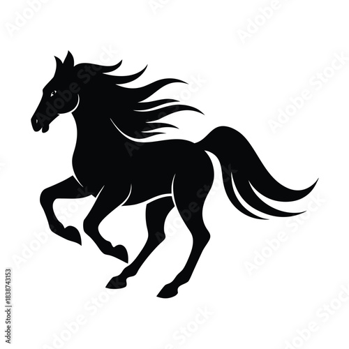 Dynamic galloping horse in motion a striking black silhouette