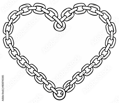 Drawn Heart Shape Formed From Chain Links Valentine's Day Symbol