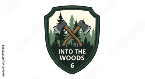 Into The Woods 6 Axes and Evergreen Forest Badge Emblem