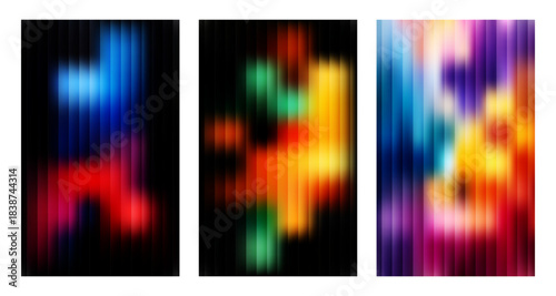 Vibrant Luminous Gradients Abstract Digital Art Backgrounds Featuring Dynamic Vertical Color Bars and Soft Blurs