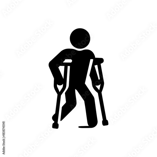 Injured Person Crutches Support Icon