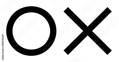 アイコン マルバツ セット モノクロ ベクター素材