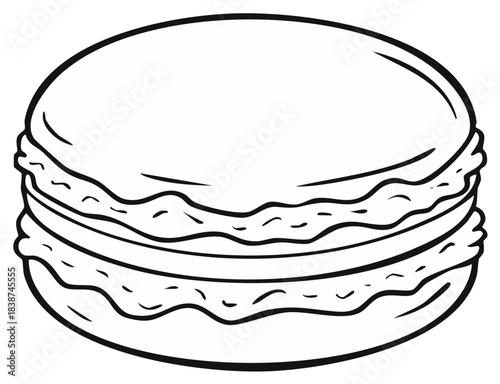 Detailed Macaron Illustration, French Confection Treat, Pastry Shop Concept, Dessert Icon