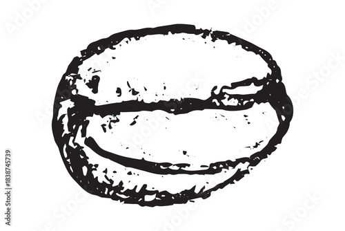 Hand drawn fresh roasted coffee bean Arabica robusta seed doodle Single element for print, web, design, decor
