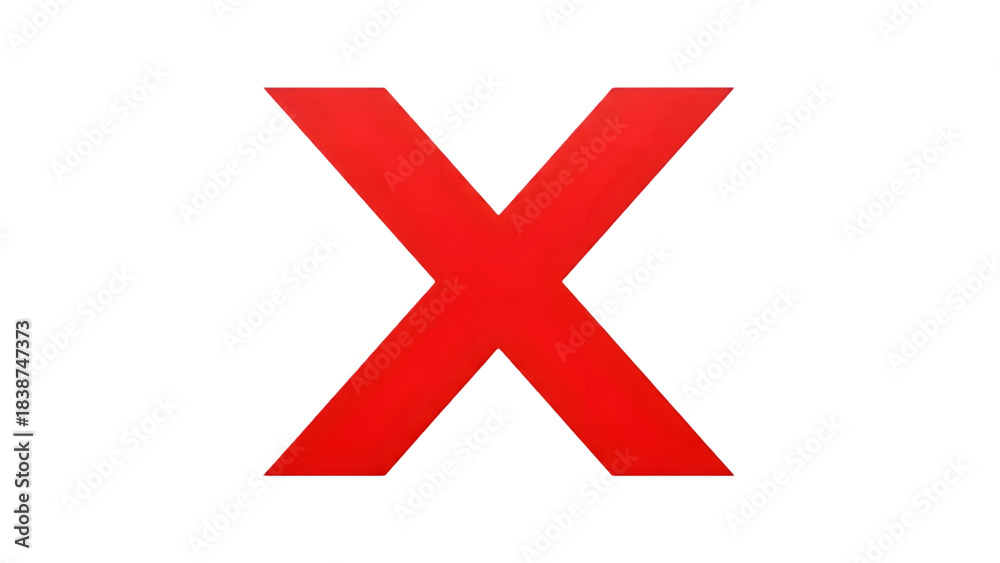 Obraz premium Bold red letter x graphic element isolated on transparent background