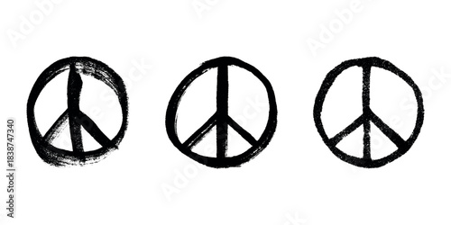 Set of hand drawn peace sign No war symbol Hippie clipart in doodle style Single element for print, web, design, decor