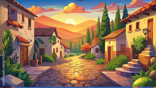 Caravan of Camels Crossing Vast Desert Landscape – Silhouette Illustration