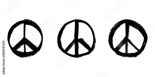Set of hand drawn peace sign No war symbol Hippie clipart in doodle style Single element for print, web, design, decor