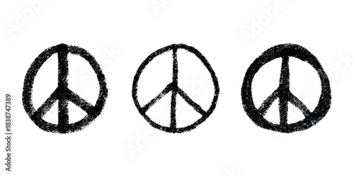 Set of hand drawn peace sign No war symbol Hippie clipart in doodle style Single element for print, web, design, decor