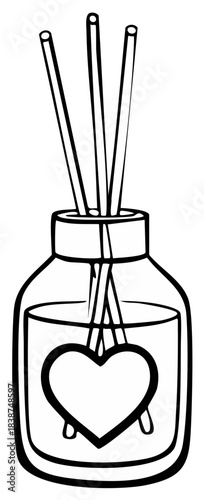 Aromatic Diffuser with Heart Design in Simple Line Art Style