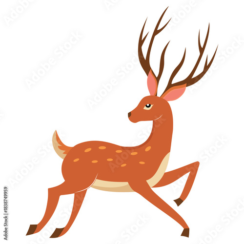 Deer vector icon design. Vector illustration of deer on white background. Simple deer animal logo, wild life vector illustration.