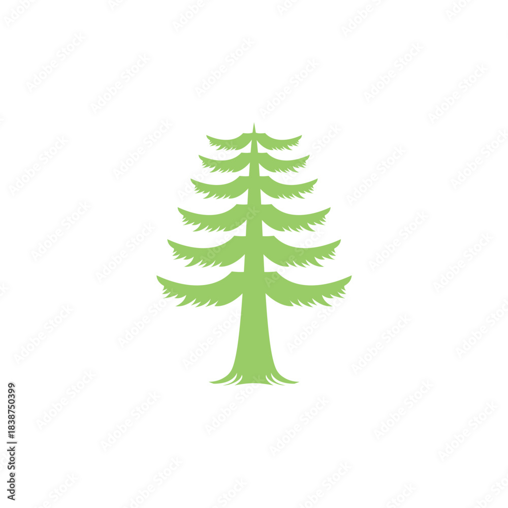 Obraz premium Stylized Light Green Coniferous Tree Icon