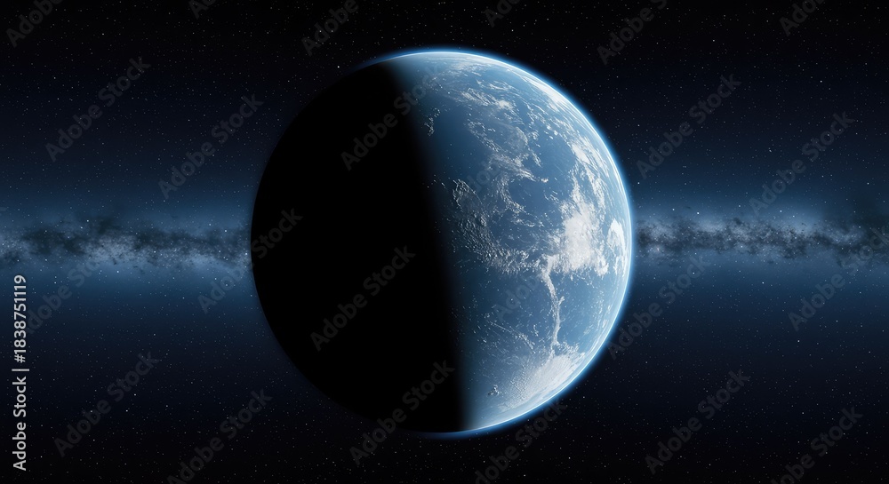 Fototapeta premium A breathtaking, high-resolution panorama capturing the complete celestial sphere. Vast, infinite expanse of deep blue, white, and gray atmosphere ,zenith ,air ,dramatic