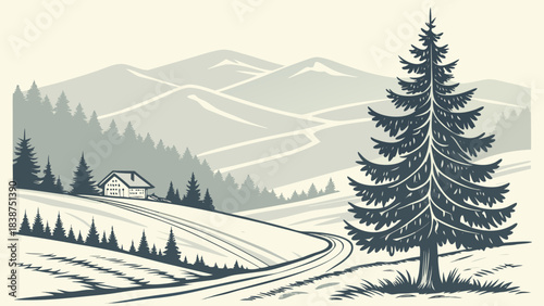 winter landscape with trees