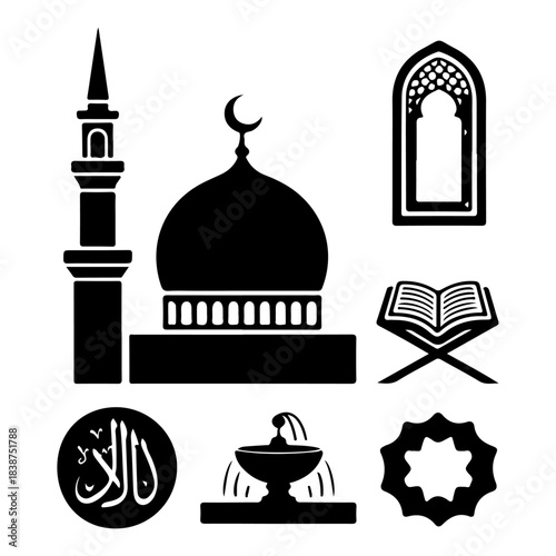 Islamic Minaret and Mosque Tower Silhouettes