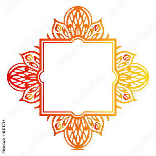 Vibrant Gradient Ornamental Frame with Intricate Floral Motifs