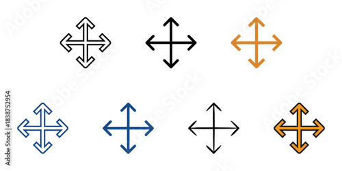 Move icon set multiple style vector collection. Editable Stroke 
