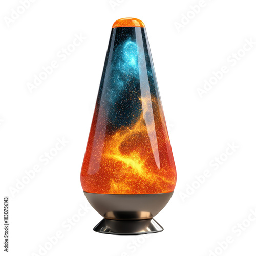Nebula and Cosmic Dust Inside Modern Lava Lamp, isolated on a transparent background