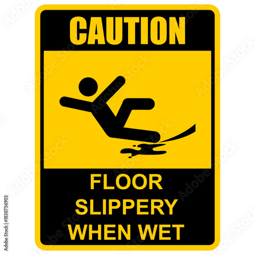 Caution, Slippery when wet, sign vector